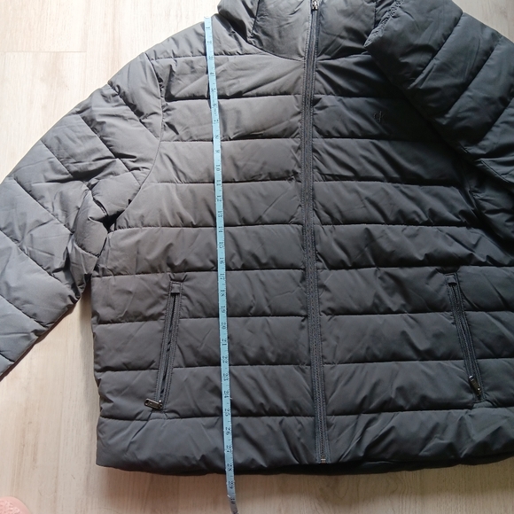 New Calvin Klein Jeans Puffer Hooded Coat Water Resistant Charcoal Grey Size 2XL - Picture 10 of 16